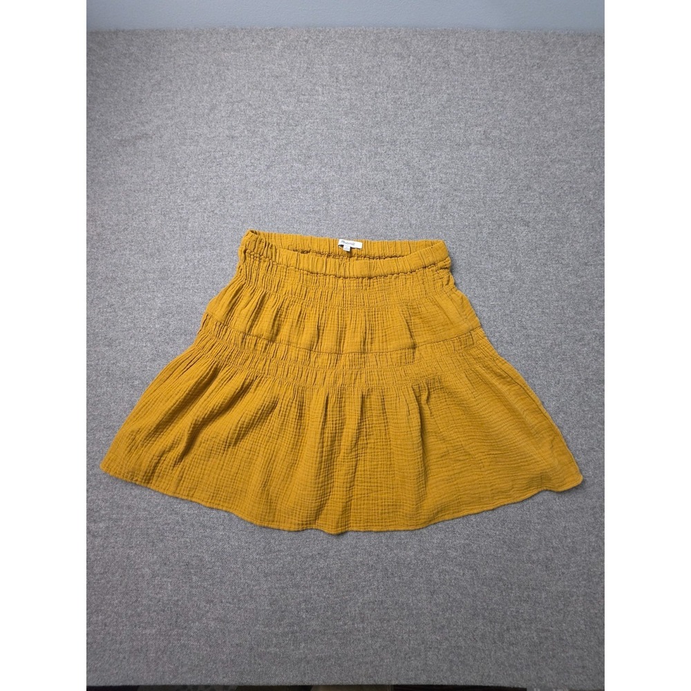Madewell Double Gauze Tiered Skirt Womens Medium Mustard Elastic Waist Pull On